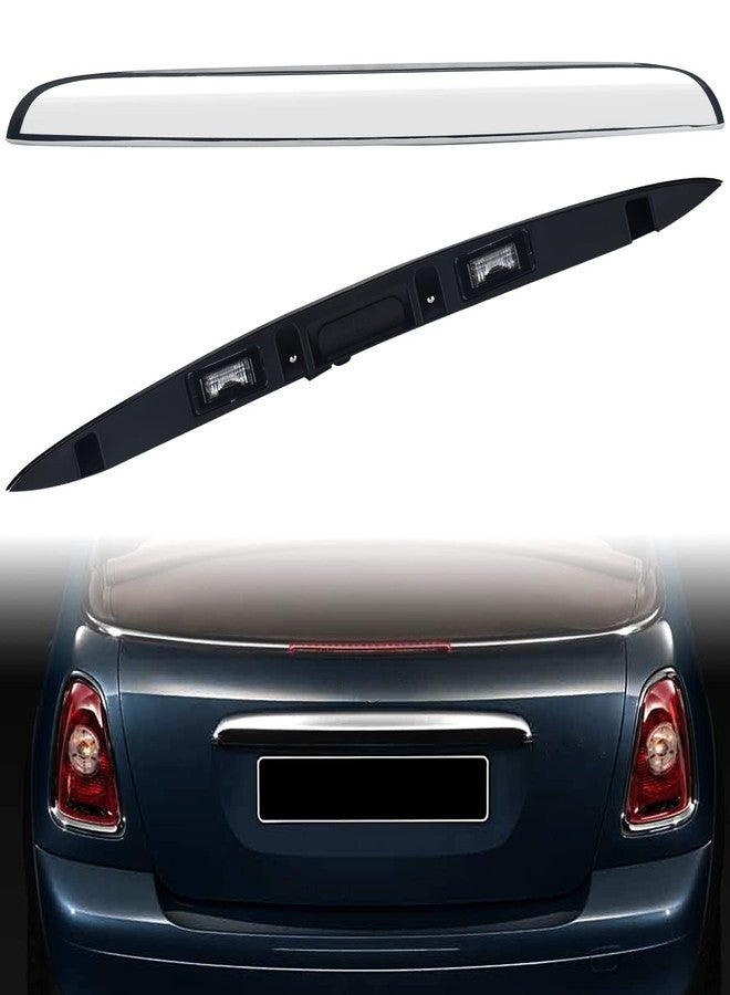 ZONFANT Chrome Rear Trunk Hatch Handle with Lamp, Tailgate Trim Lid Trunk Liftgate Pull Handle Compatible with BMW Mini Vehicle 2005-2015 Cooper R56 R57 Series, Replace #51132753603 - Backhatch Release Handle - Image 1